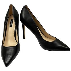 Nine West Tatiana Black Leather Pointed Toe Stiletto Pumps Heels 10.5M NWB